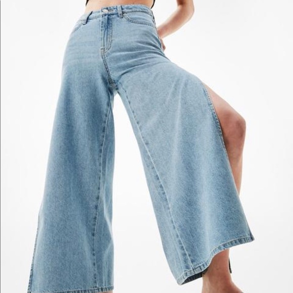 Top Trend Denim wide jeans with a high side slit. Size 36 - Picture 2 of 9